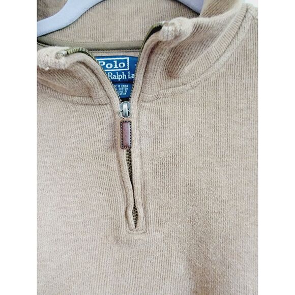 Polo Ralph Lauren Men's‎ XL Vintage Sweater Brown Logo 1/4 Zip LS Cotton - Picture 4 of 6